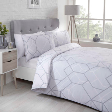 Geometric Network Duvet Cover Set Grey, King