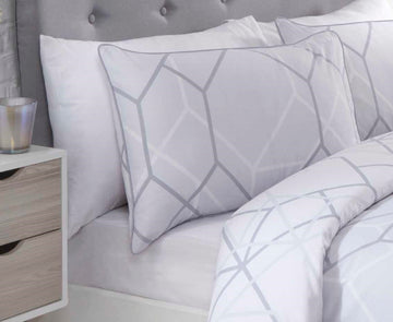 Geometric Network Duvet Cover Set Grey, King