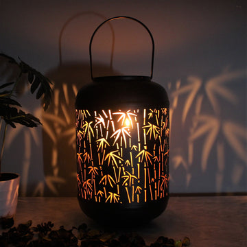 31cm Black Bamboo Large Candle Lantern