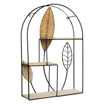 3-Tier Rattan Leaf Wall Mounted Shelf