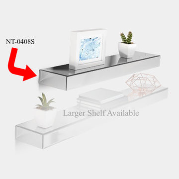 Floating Shelf Mirrored Glass Wall Mount Modern Small