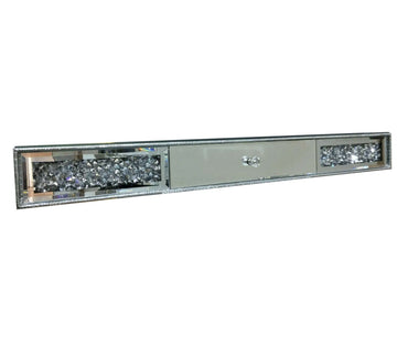 80x21cm Floating Glass Wall Shelf Mirrored Crushed Diamond