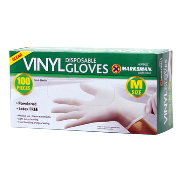 100pcs Medium Size White Vinyl Disposable Gloves