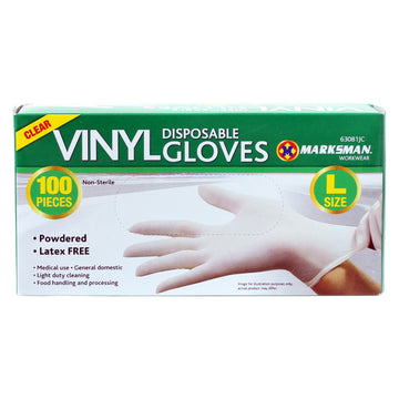 100pcs Large Size White Vinyl Disposable Gloves