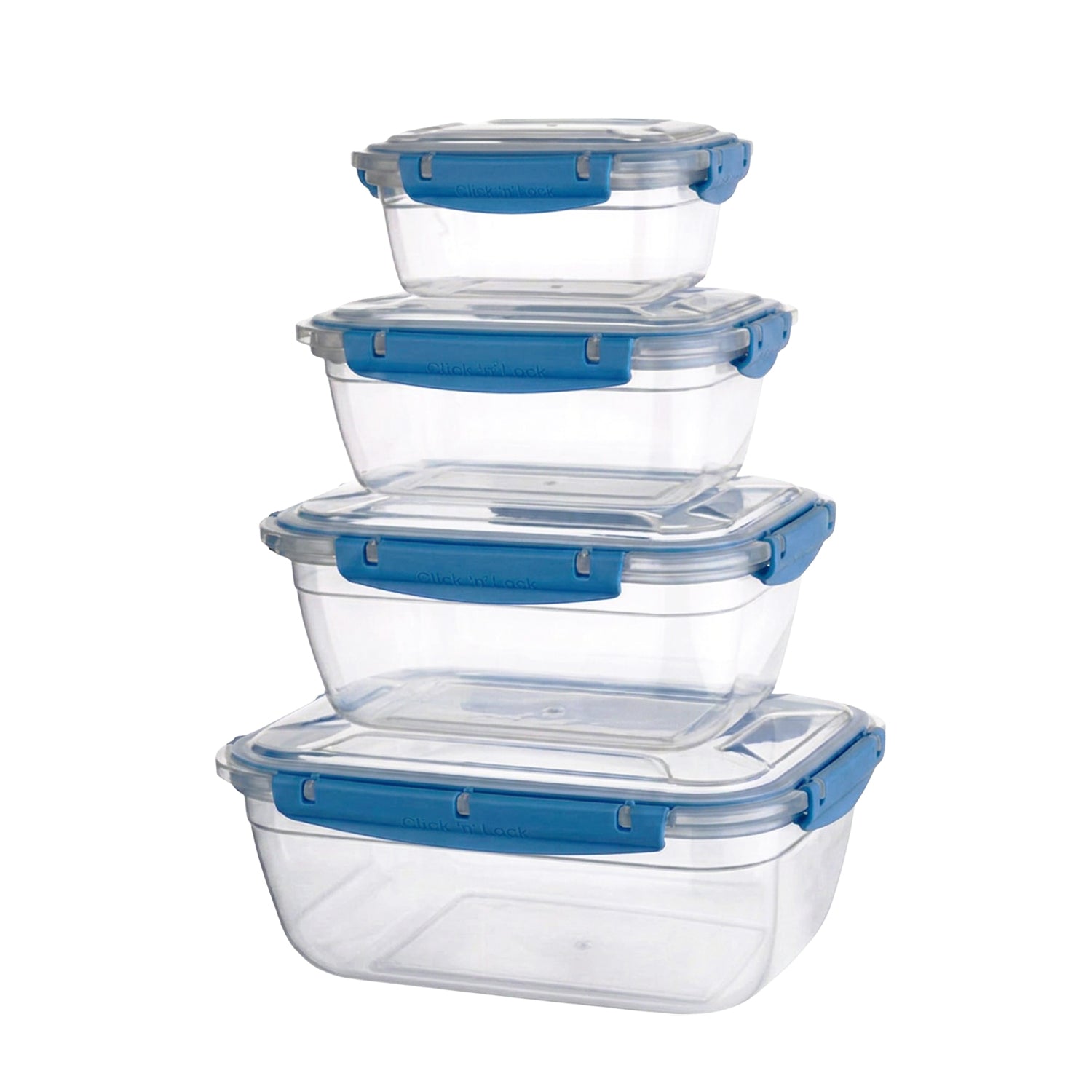 4Pcs Rectangular Leak Proof Food Storage Container Set Blue