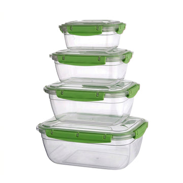 4Pcs Rectangular Leak Proof Food Storage Container Set Green