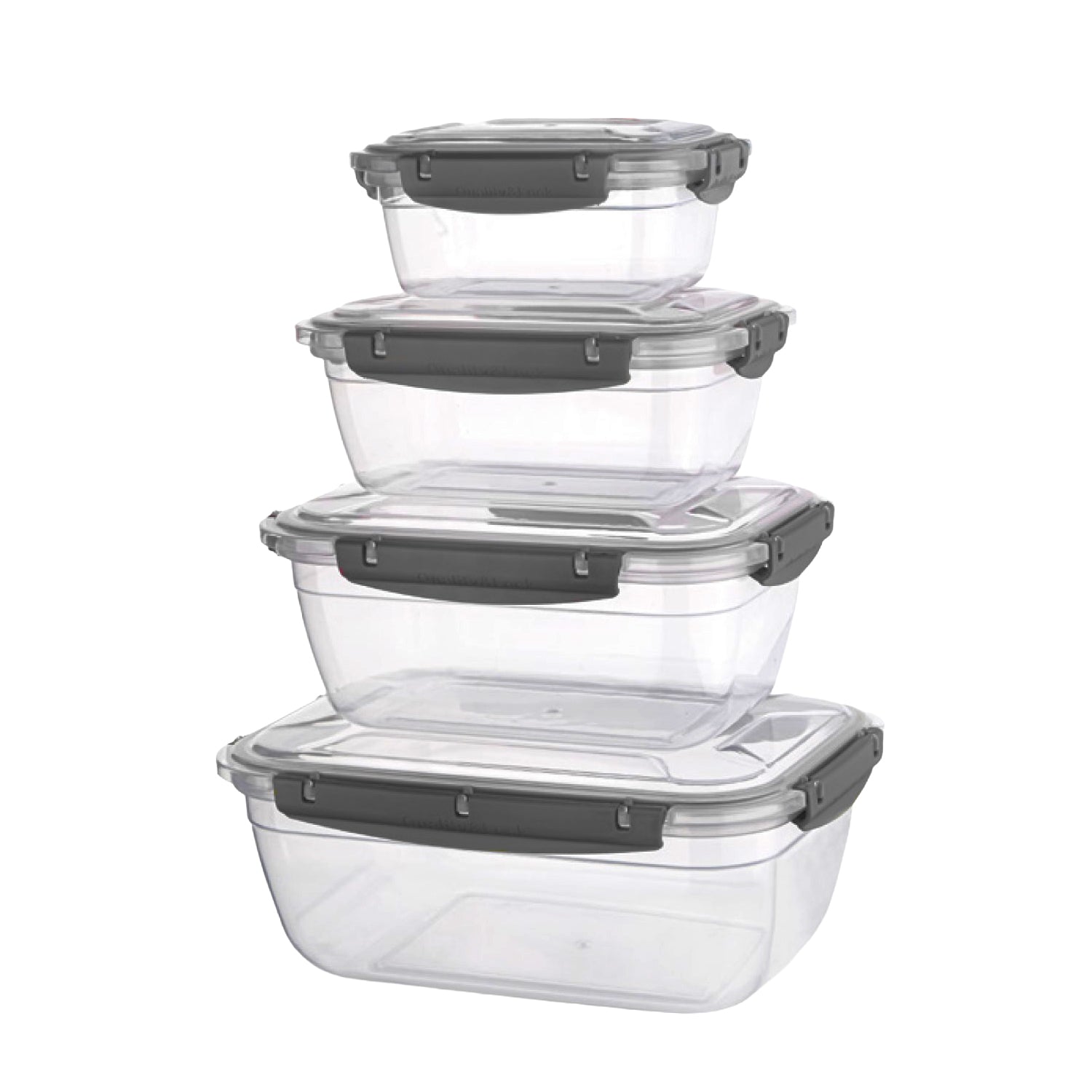 4Pcs Rectangular Leak Proof Food Storage Container Set Grey