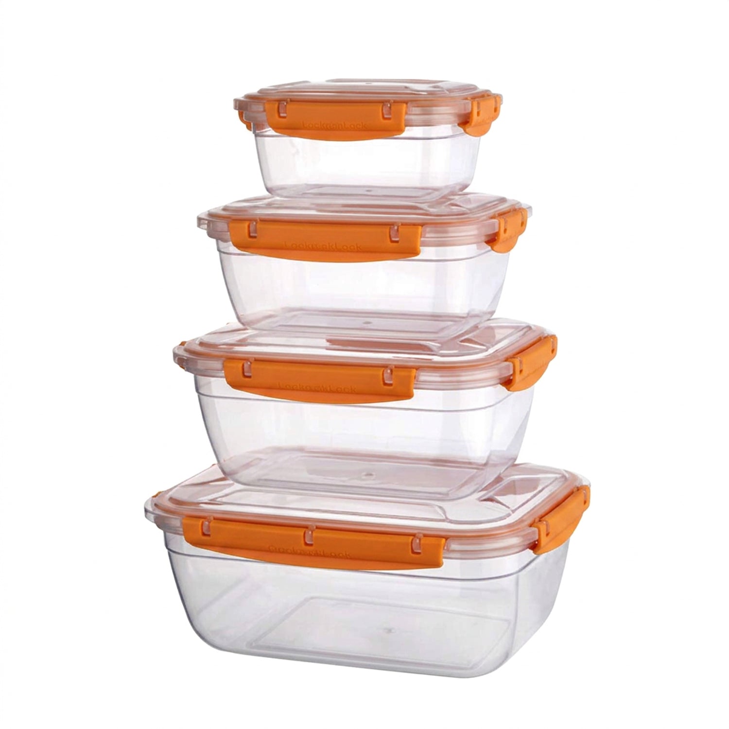 4Pcs Rectangular Leak Proof Food Storage Container Set Orange
