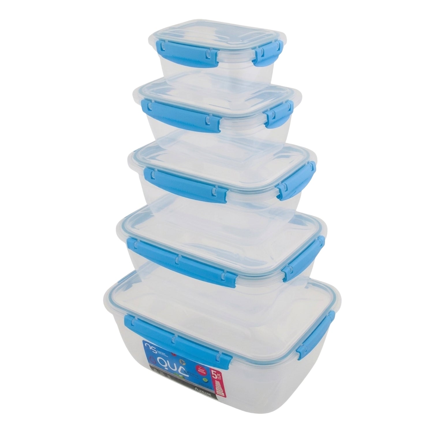 5Pcs Rectangular Leak Proof Food Storage Container Set Blue