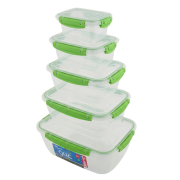 5Pcs Rectangular Leak Proof Food Storage Container Set Green