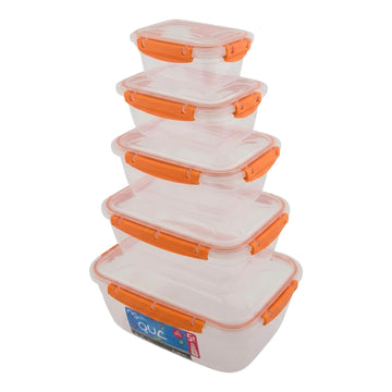 5Pcs Rectangular Leak Proof Food Storage Container Set Orange
