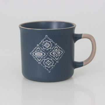 Assorted Blue White Coloured Design Stoneware Mugs