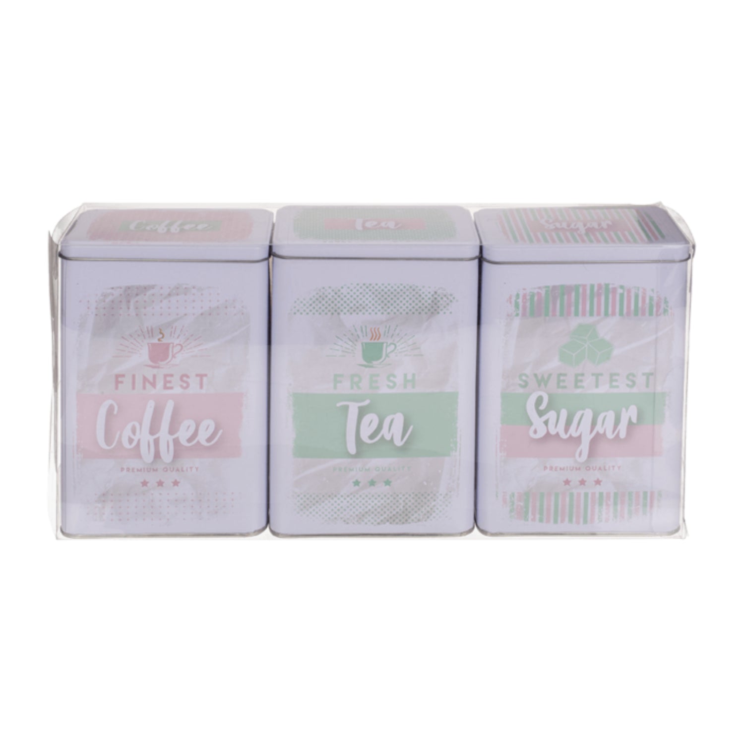 Cofee Tea & Sugar Tin Canister Set