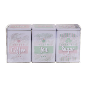 Cofee Tea & Sugar Tin Canister Set