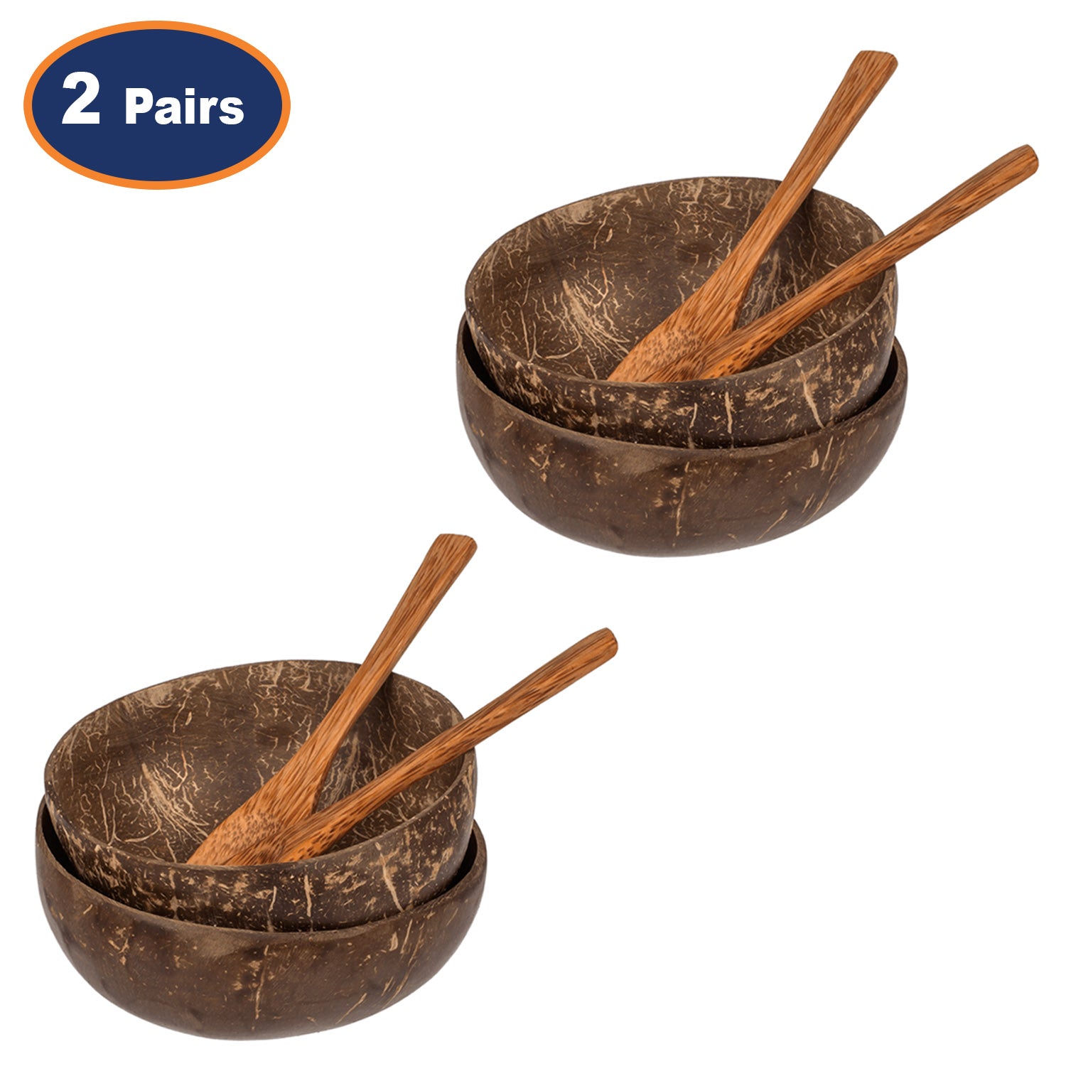 4Pcs Coconut Bowls & Spoons Set