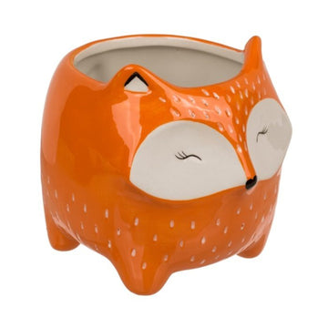 Fox Plant Pot Holder Decorative Animal Design Flower Succulent Ceramic Indoor