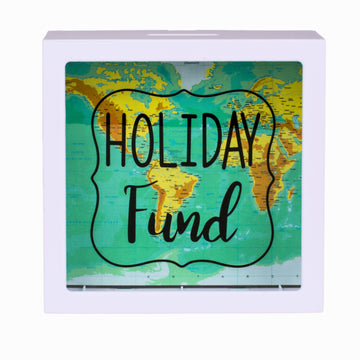 Plastic Money Box For Holiday Fund World Map