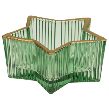 4Pcs Green Glass Star Design Tealight Holder