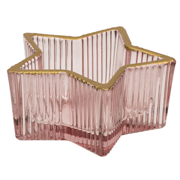 3Pcs Pink Glass Star Design Tealight Holder