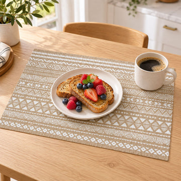 White Aztec Geometric Pattern Rectangle Placemat