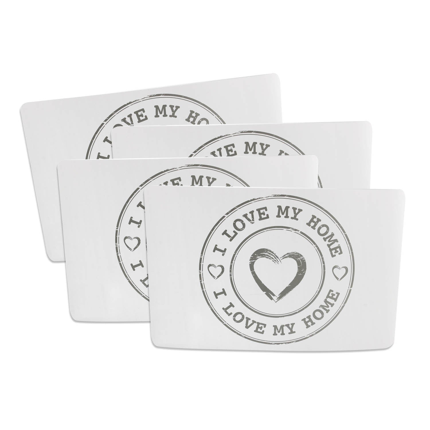Set of 4 White I Love My Home Placemats