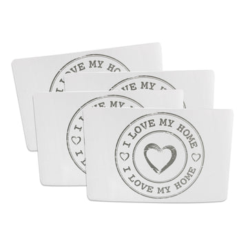 Set of 4 White I Love My Home Placemats