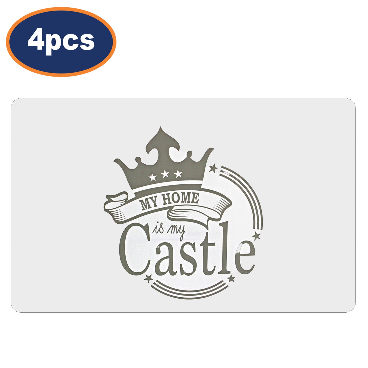 Set of 4 White My Home is My Castle Placemats