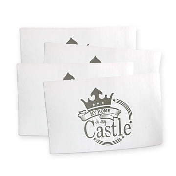 Set of 4 White My Home is My Castle Placemats