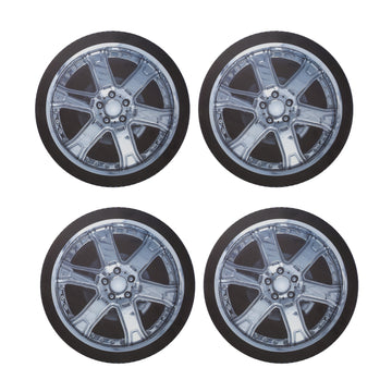 Car Wheel Print Set of 4 Round 36cm Placemat