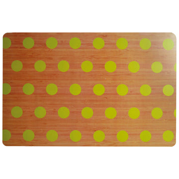 Set of 6 Wooden Effect Placemats With Green Polka Dots