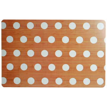 Set of 6 Wooden Effect Placemats With White Polka Dots