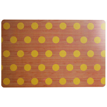 Set of 6 Wooden Effect Placemats With Yellow Polka Dots