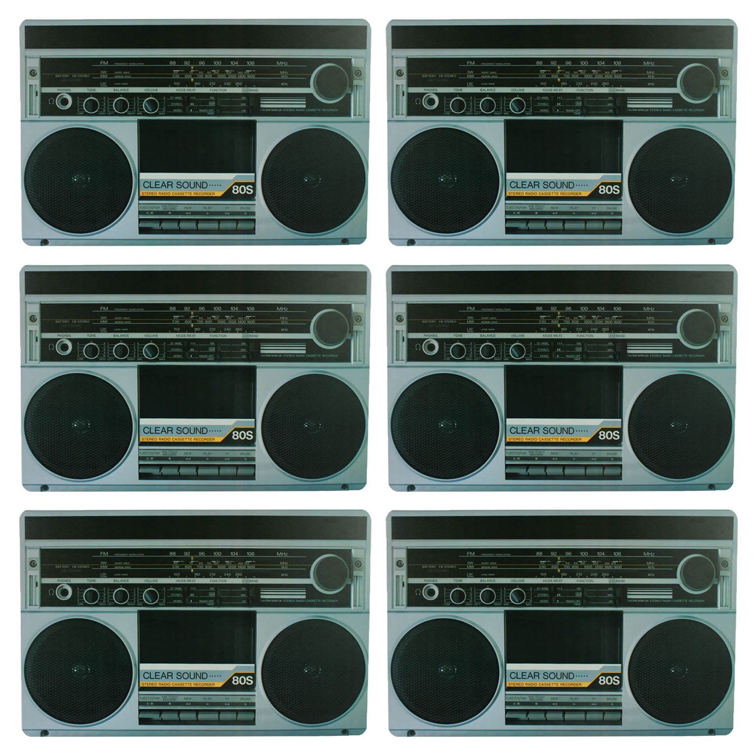 Set of 6 HiFi Music Radio Placemats