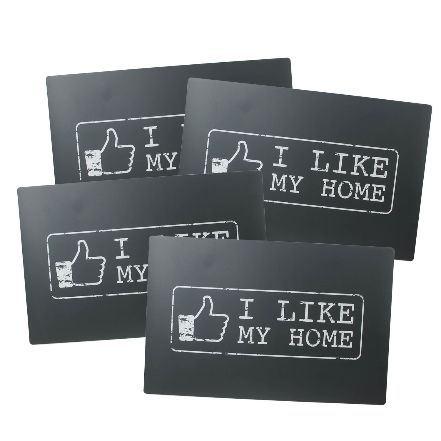 Set of 4 Grey I Like My Home Novelty Placemats