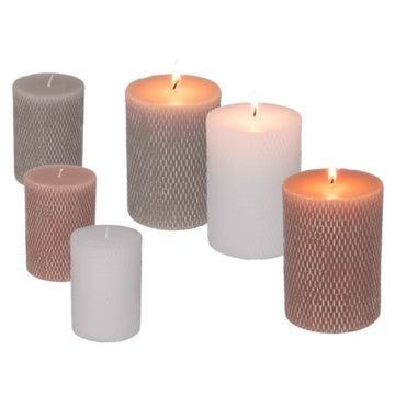 3Pc Hand Carved Pillar Candle