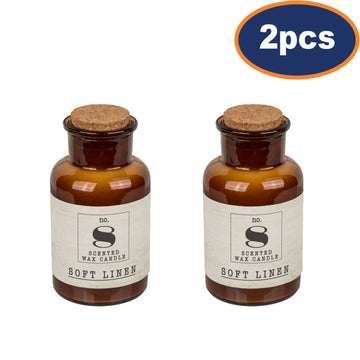 2pcs Soft Linen Scent Candle in Apothecary Bottle