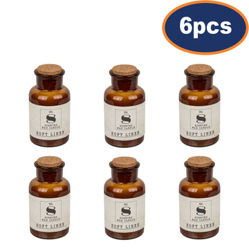 6pcs Soft Linen Scent Candle in Apothecary Bottle