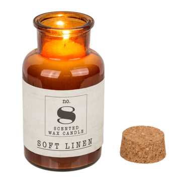 6pcs Soft Linen Scent Candle in Apothecary Bottle