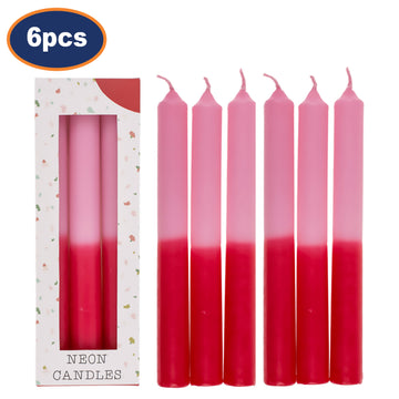 6Pcs Gradient Pink Red Stick Candle Centrepiece