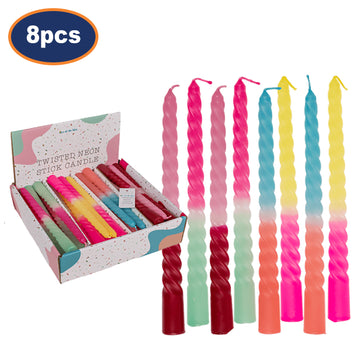 8Pcs Neon Twisted Bohemian Candle Centrepiece