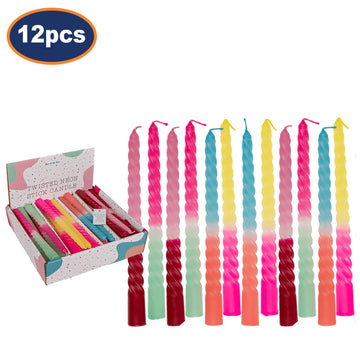 12Pcs Neon Twisted Bohemian Candle Centrepiece