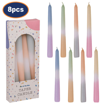 8Pcs Pastel Multicoloured Bohemian Taper Candle Centrepiece