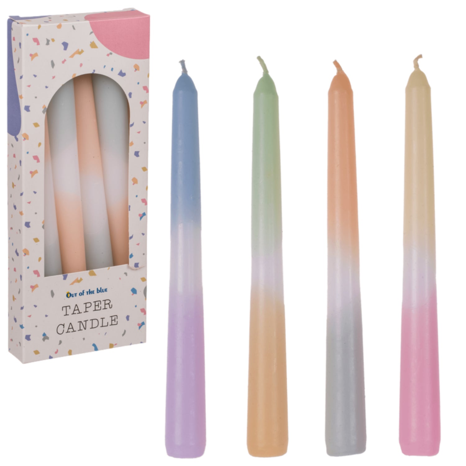 4Pcs Pastel Multicoloured Bohemian Taper Candle Centrepiece