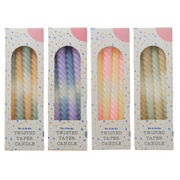 4Pcs Colour Gradient Twisted Bohemian Taper Candle Centrepiece