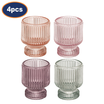 4Pcs Round Glass Christmas Tea Light Candle Holders