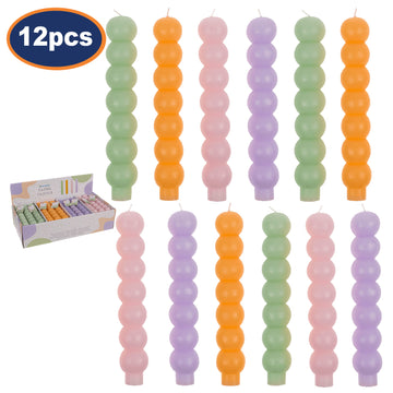 12Pcs Multicoloured Christmas Taper Candle
