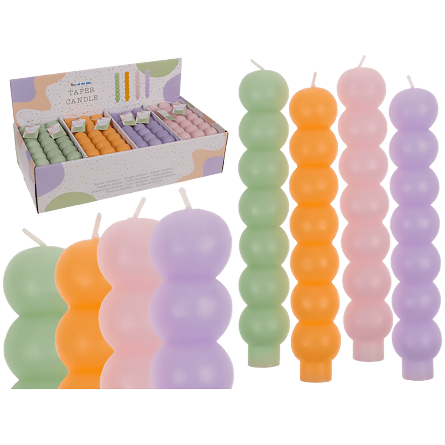 4Pcs Multicoloured Christmas Taper Candle