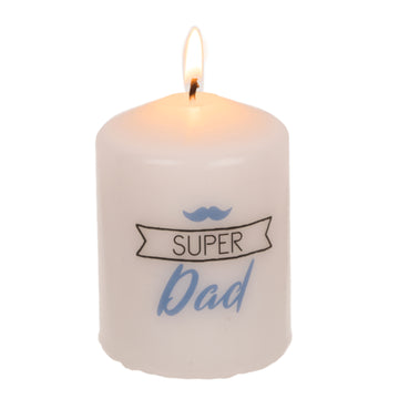 4Pcs White Super Dad Unscented Pillar Candle