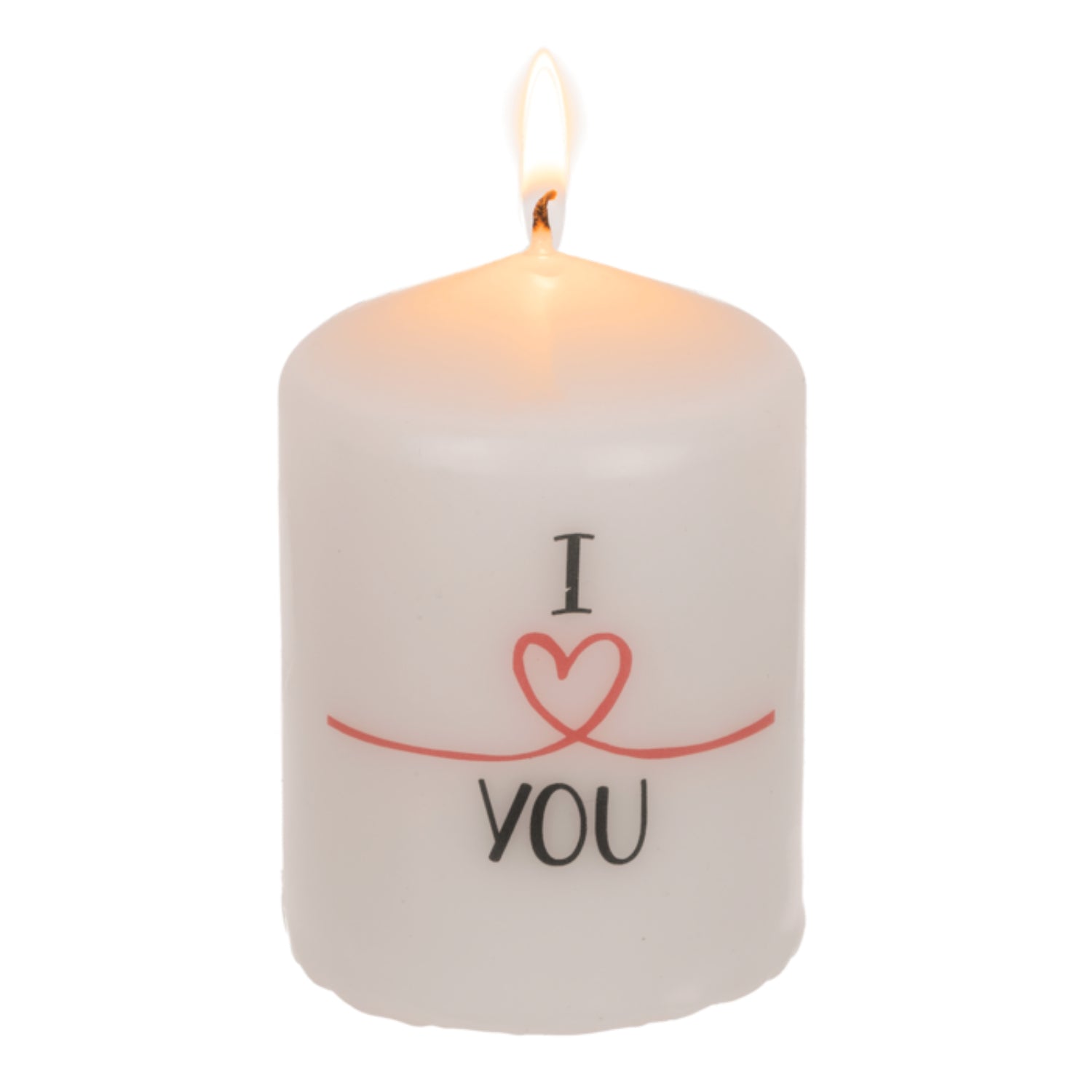 Unscented White I Love You Pillar Candle