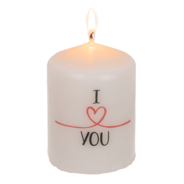 2Pcs White I Love You Unscented Pillar Candle